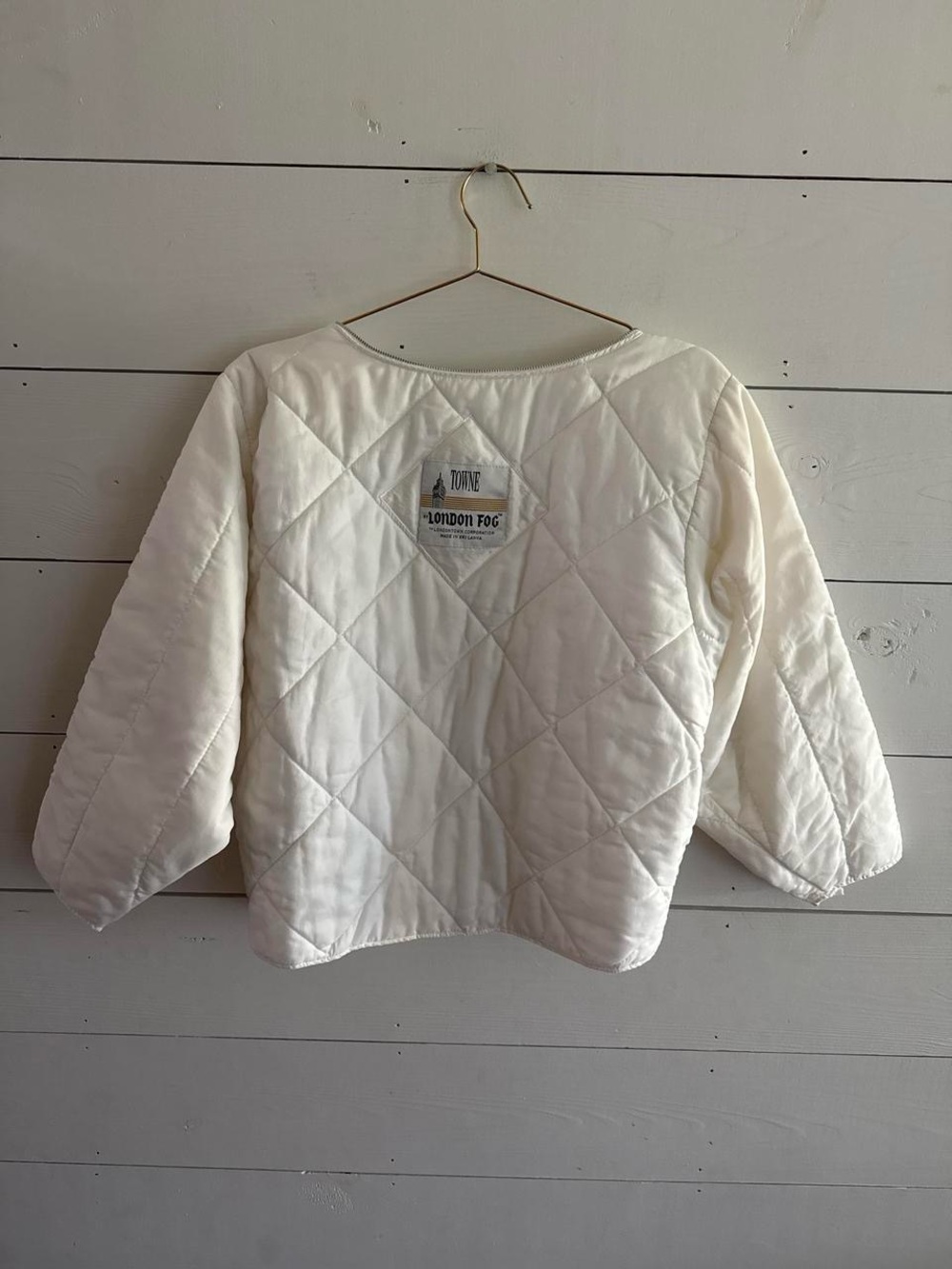London Fog Cream Quilted Boxy Puffer Jacket
